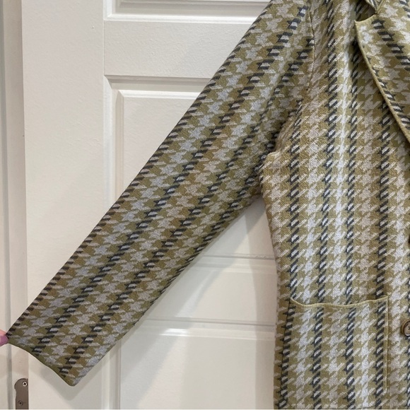 Joie Houndstooth Double Breasted Knit Cardigan Olive Green XL - Picture 6 of 7